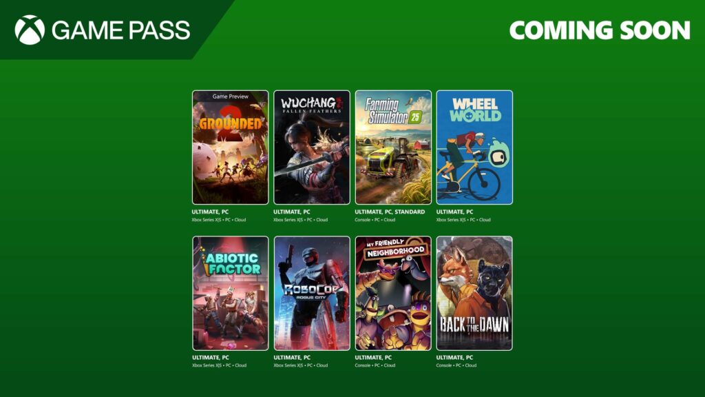 Les prochains jeux à venir sur le game pass