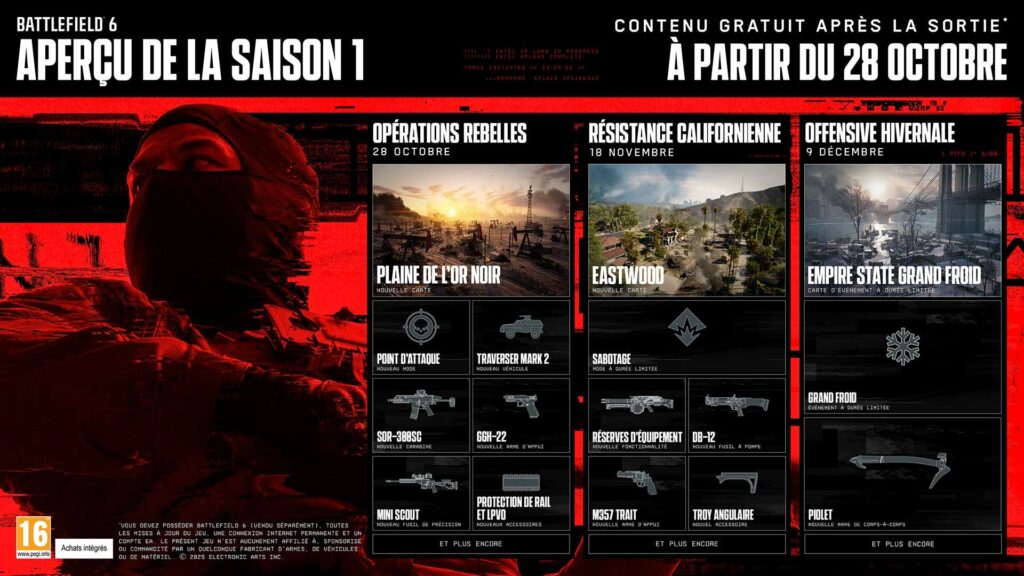 Battlefield 6 : lancement de la Saison 1 le 28 octobre