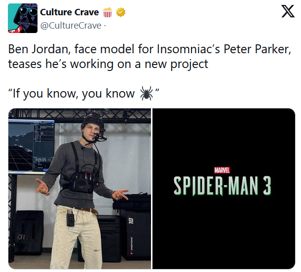 Ben jordon tease un nouveau projet spider-man chez insomniac