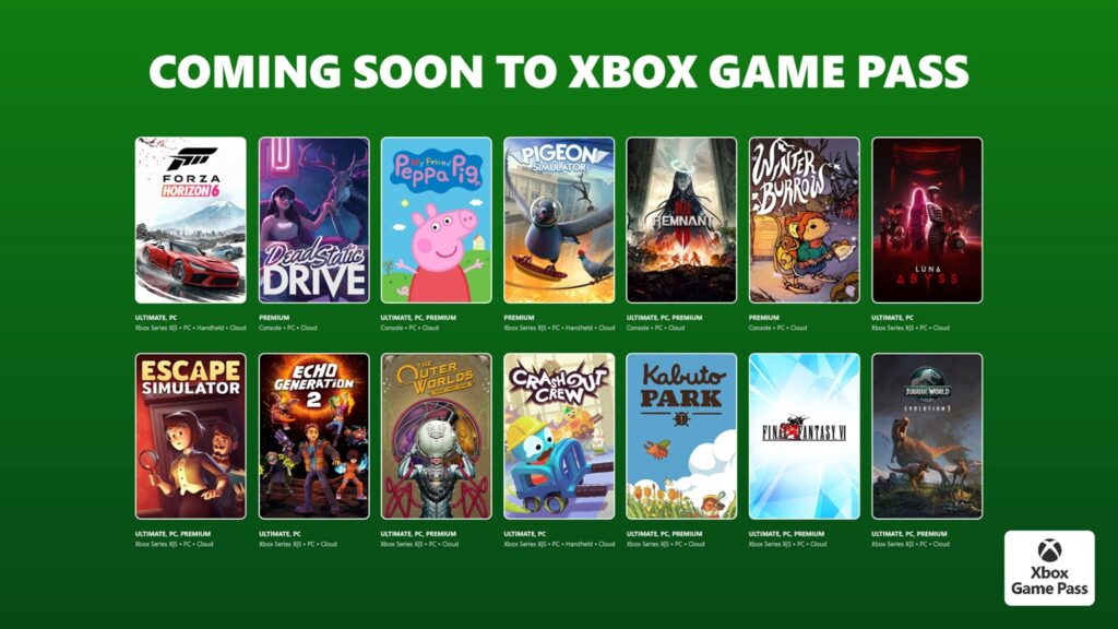 Prochains jeux du Game Pass Xbox à venir