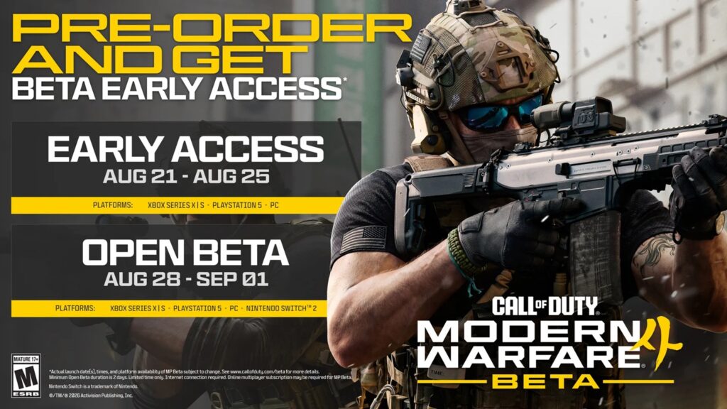 Modern warfare 4 : informations sur la bêta ouverte et l'événement cod next