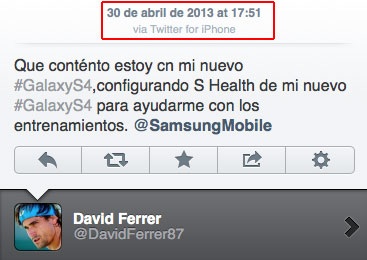 David Ferrer fait la promo du Galaxy S4 depuis un iPhone